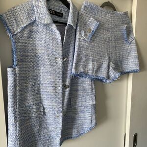 Zara Light Blue Tweed Set